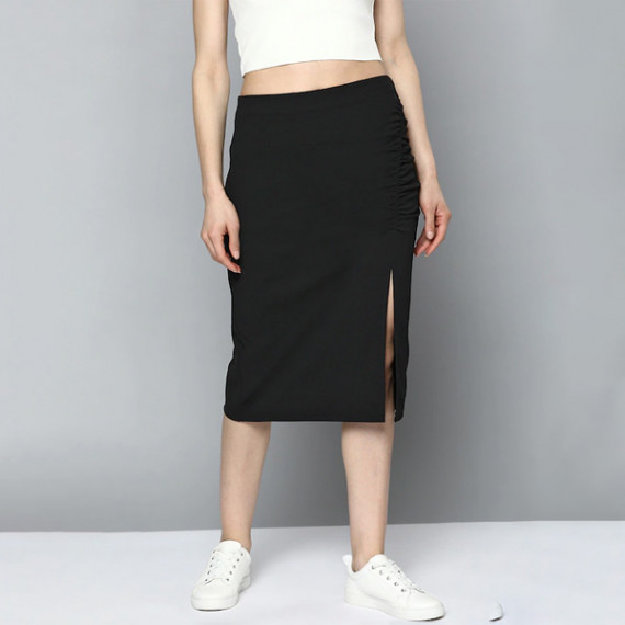 https://www.hypepulse.in/products/women-black-pure-cotton-solid-ruched-straight-skirt